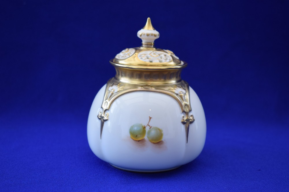 Royal Worcester painted fruit small pot pourri View II