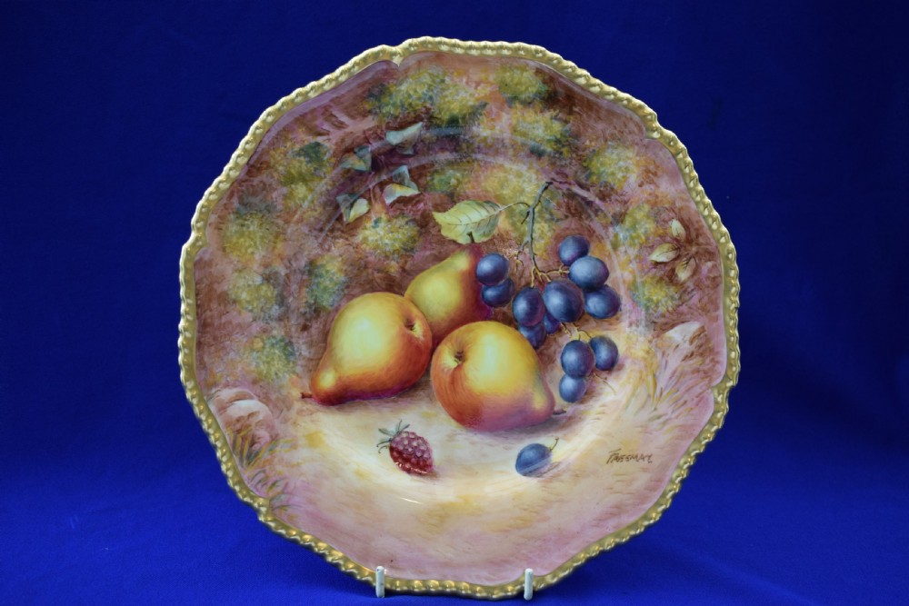 Royal Worcester large rope edge plate painted fruit by Freeman