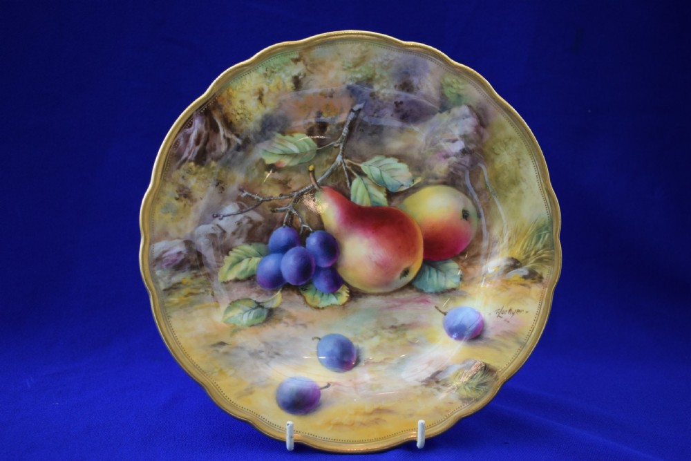 Royal Worcester painted fruit dessert plate