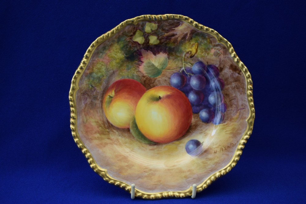 Royal Worcester painted fruit rope edge tea plate  7