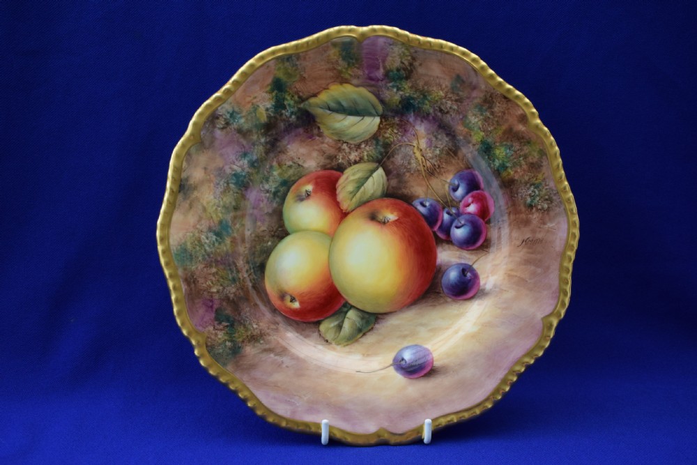 Royal Worcester painted fruit rope edge plate 9.5