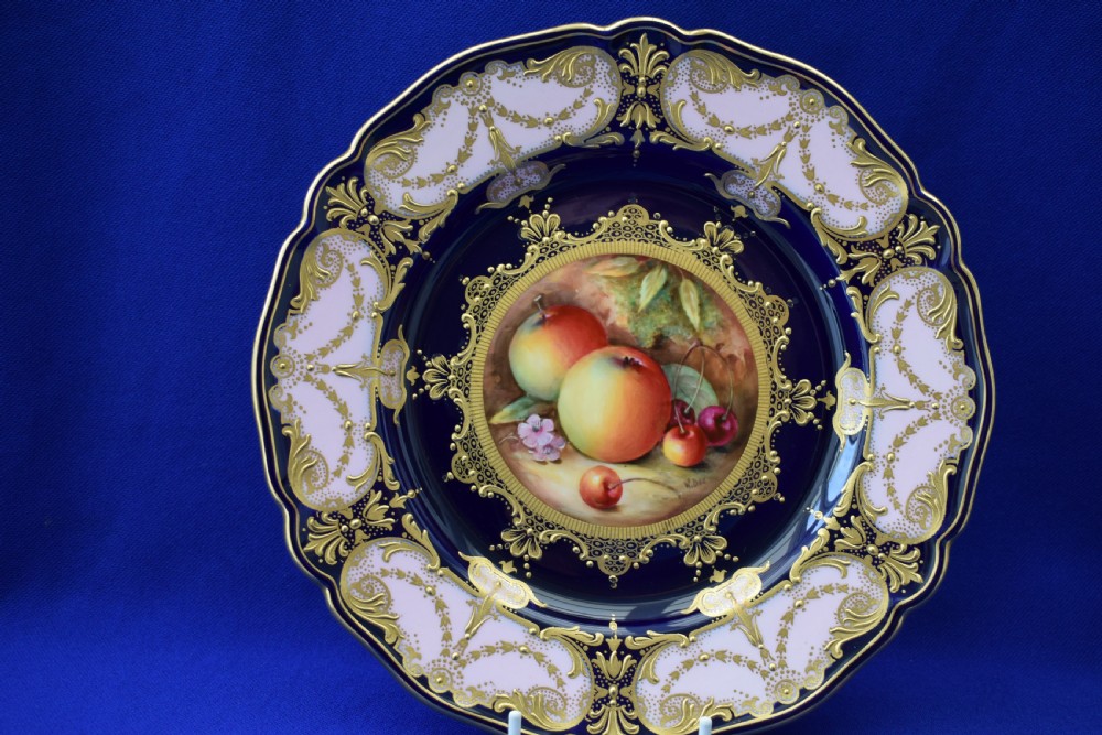 Royal Worcester cabinet plate painted fruit by Wm Bee