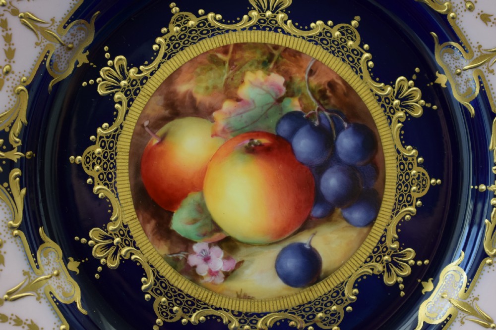 Royal Worcester cabinet plate with painted fruit centre by Wm Bee View II