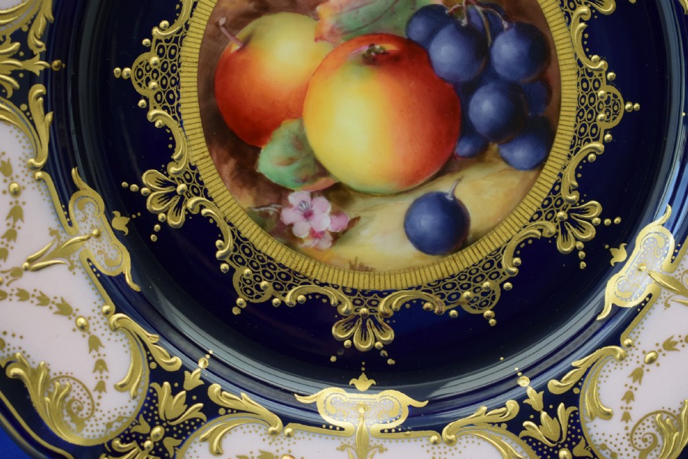 Royal Worcester cabinet plate with painted fruit centre by Wm Bee View III