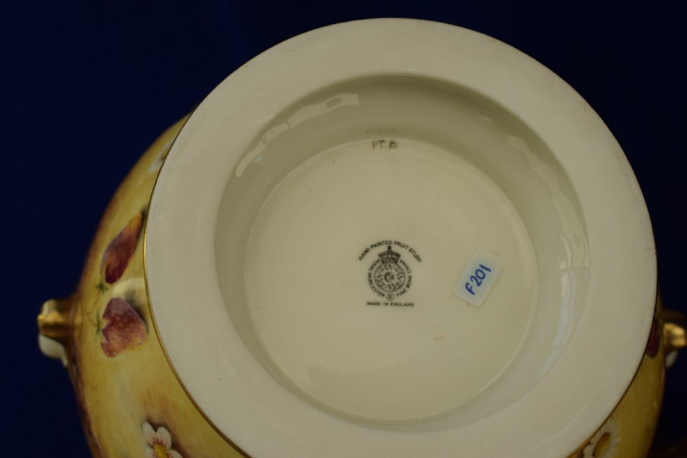 A pair of Royal Worcester painted fruit bow vases and covers View VI