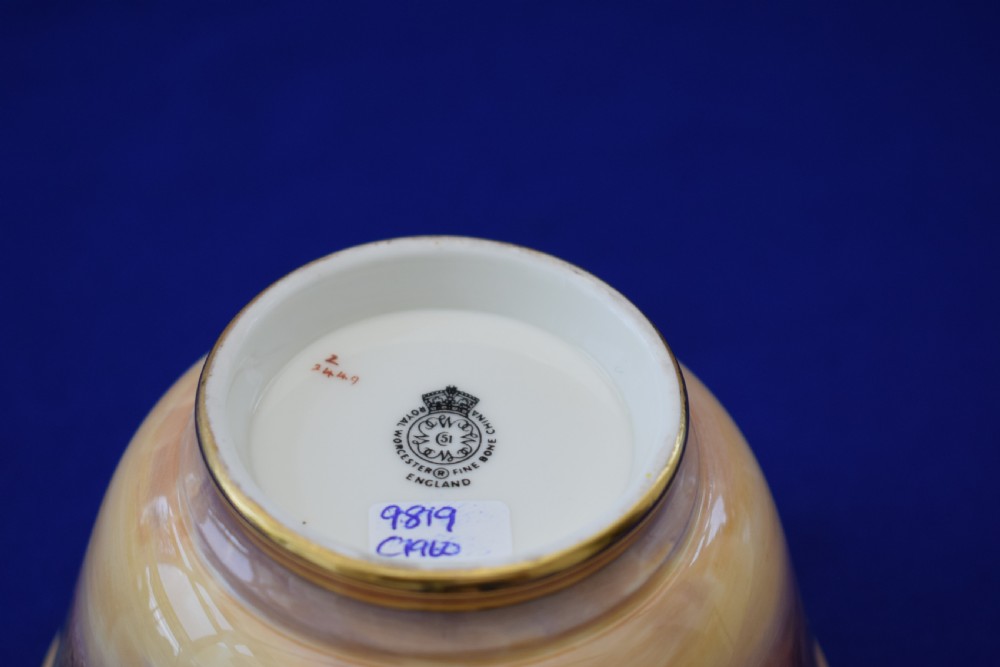 Royal Worcester painted fruit  rope edge artist signed sugar bowl View IV