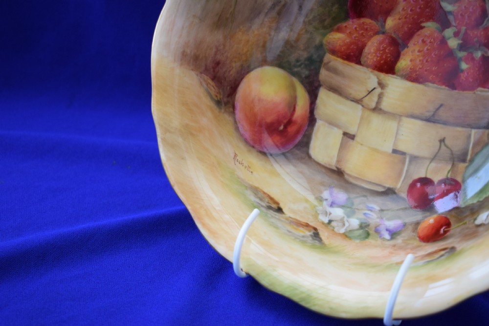 Royal Worcester painted fruit large size fruit bowl, artist signed View II