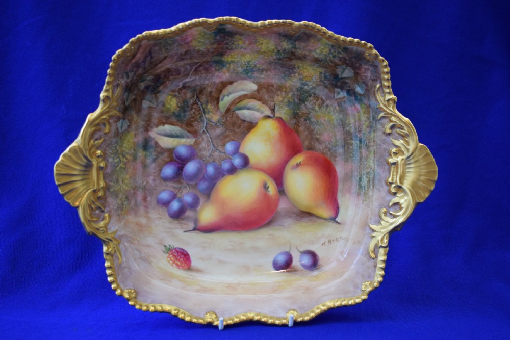 Royal Worcester painted fruit tudor tray by H Ayrton