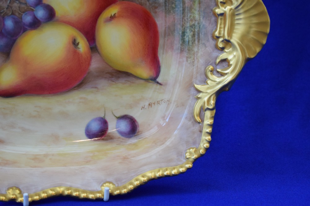 Royal Worcester painted fruit tudor tray by H Ayrton View II