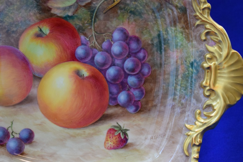 Royal Worcester painted fruit Tudor tray artist signed View II