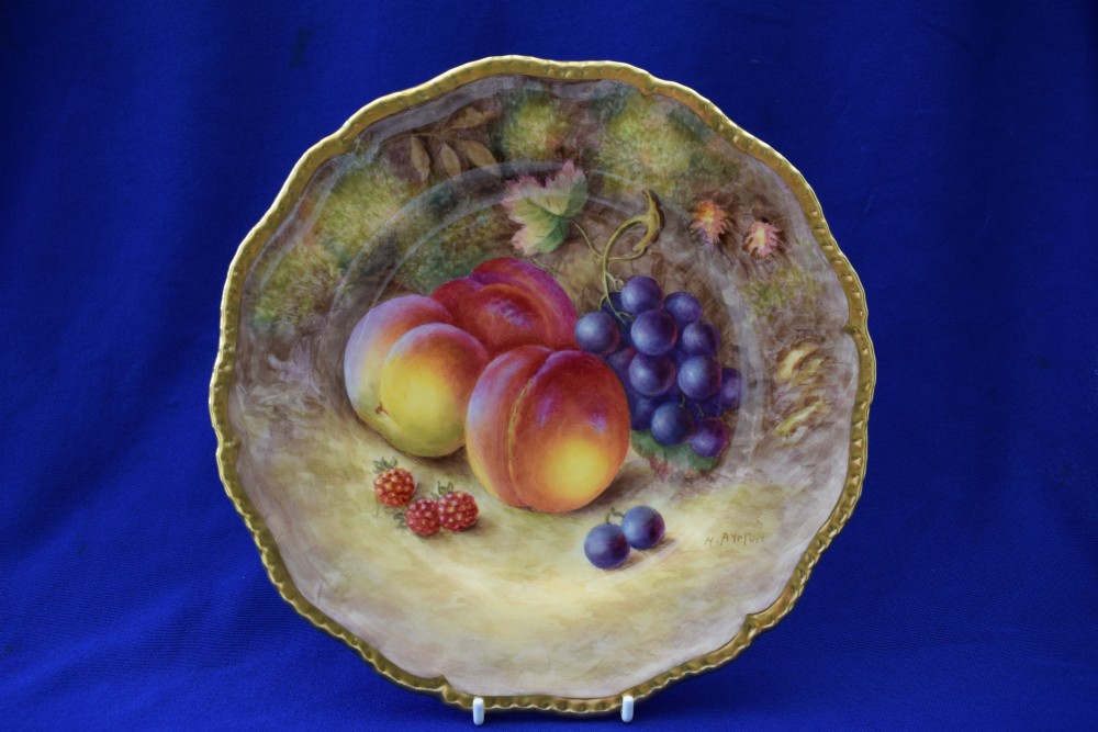 Royal Worcester painted fruit rope edge plate 9.5
