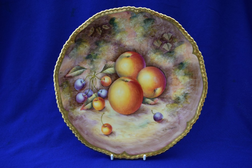 Royal Worcester painted fruit rope edge bread and butter plate