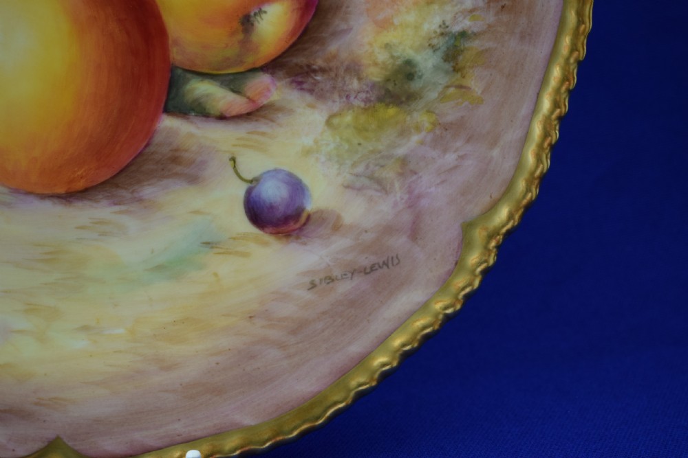 Royal Worcester painted fruit rope edge bread and butter plate View II