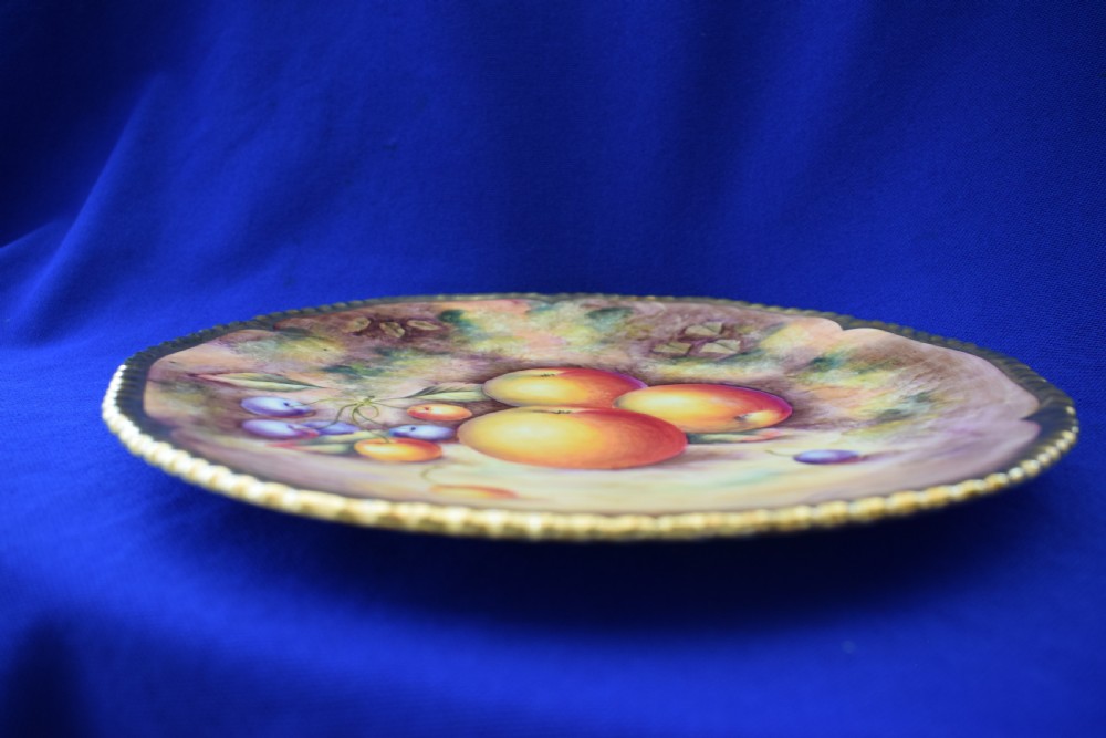 Royal Worcester painted fruit rope edge bread and butter plate View III