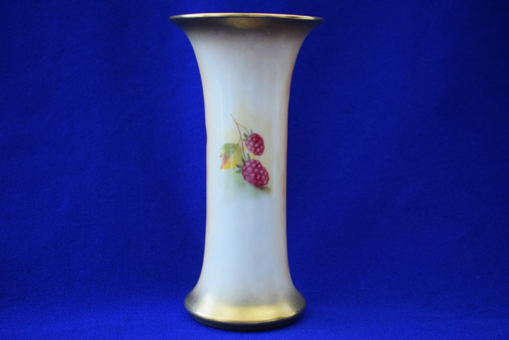 Royal Worcester painted fruit spill vase signed A Shuck View II