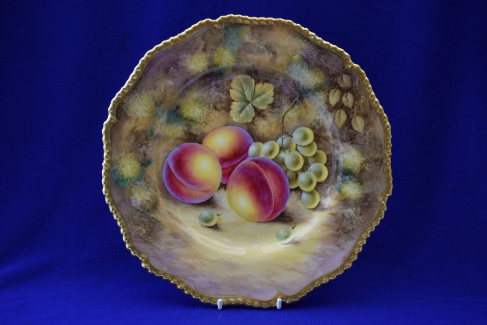 Royal Worcester painted fruit rope edge large dinner plate