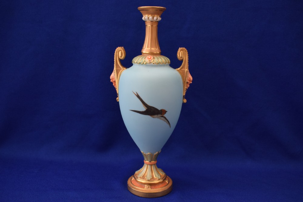 Royal Worcester vase decorated swans by Charles Baldwyn View II
