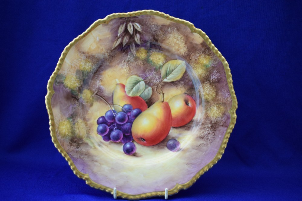Royal Worcester rope edge painted fruit dinner plate 10.75