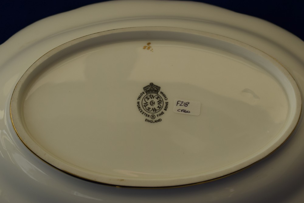 Royal Worcester painted fruit shell handle dessert dish View III