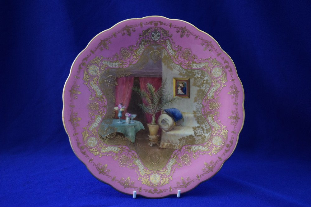 Royal Worcester cabinet plate signed Hawkins.