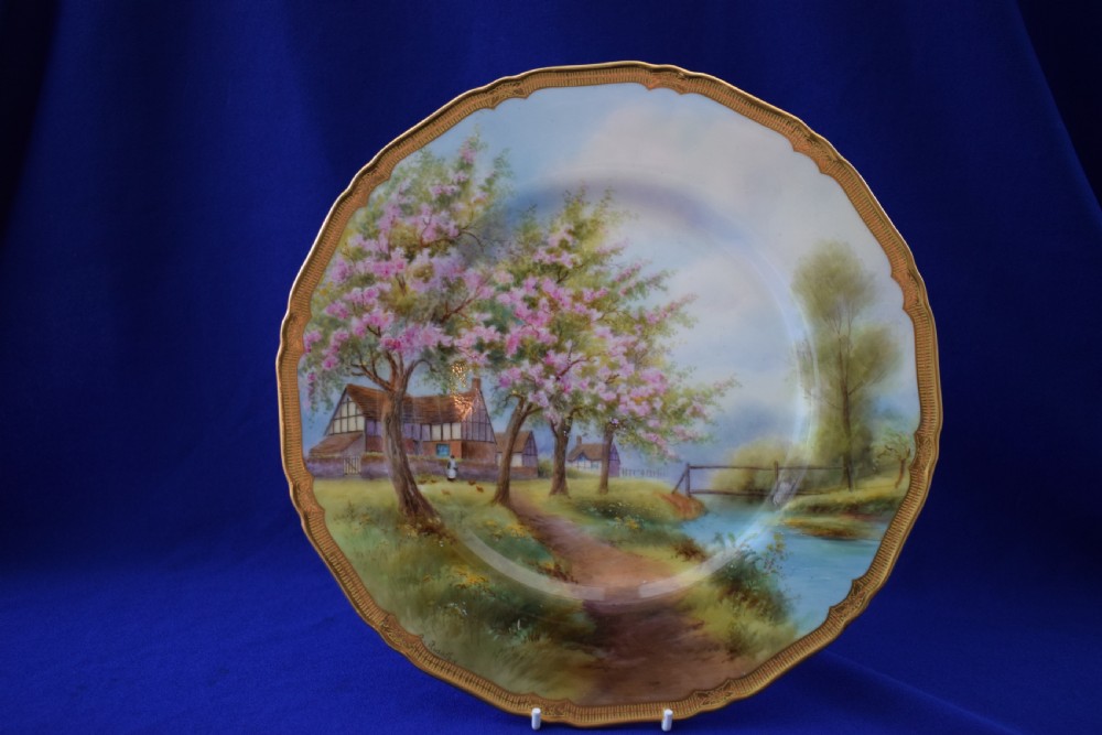 Royal Worcester specimen cabinet plate signed R Rushtom