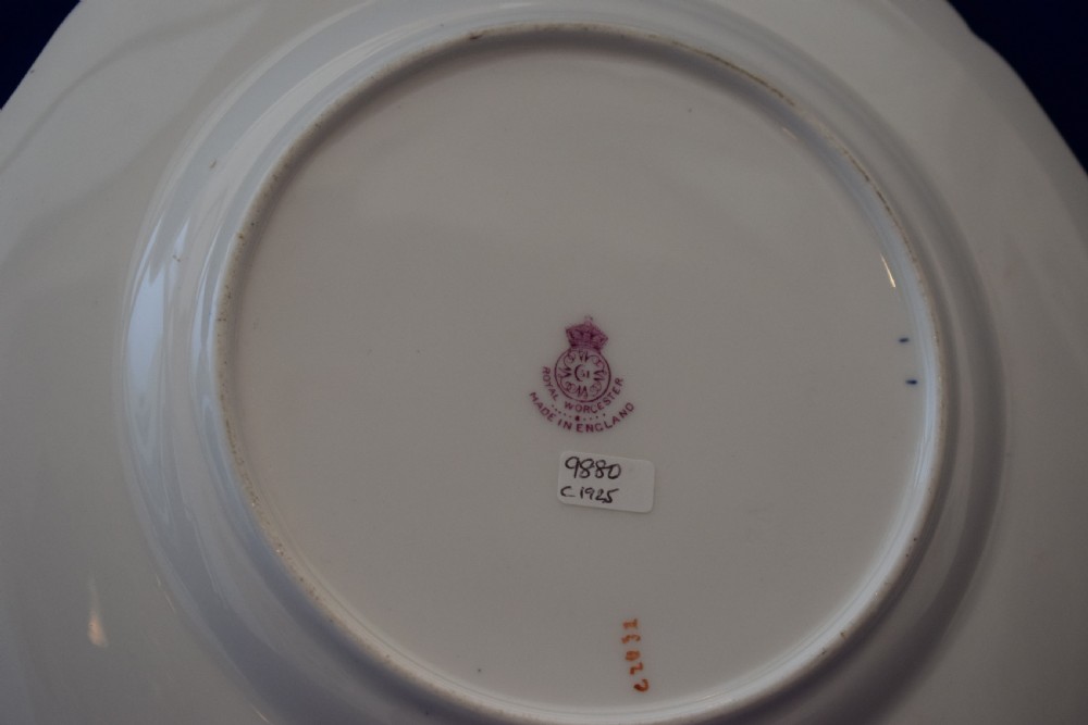 Royal Worcester dessert plate decorated painted fruit by Sebright View III