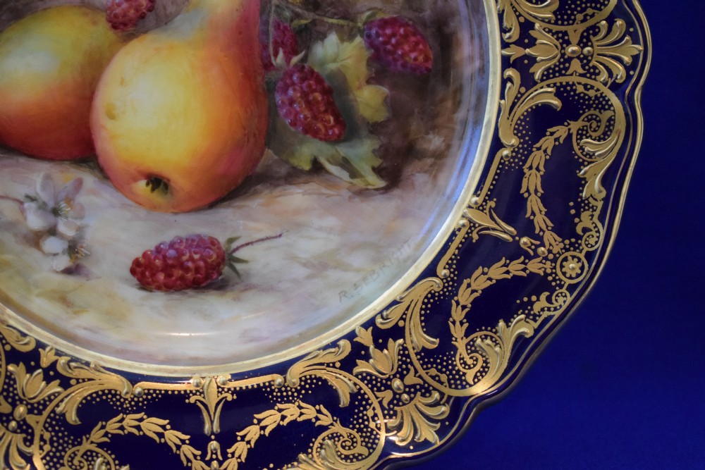 Royal Worcester dessert plate decorated painted fruit by Sebright View II