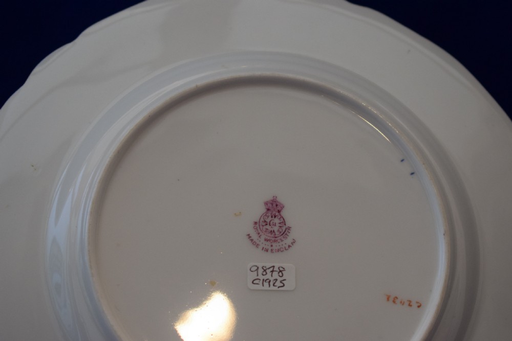Royal Worcester dessert plate decorated painted fruit by Sebright View III