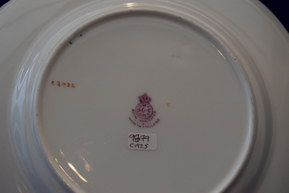 Royal Worcester desset plate decorated painted fruit by Sebright View III
