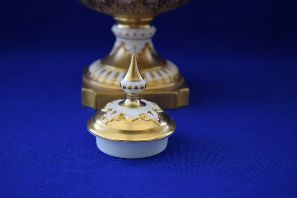 Royal Worcester painted fruit vase and cover signed Freeman View V