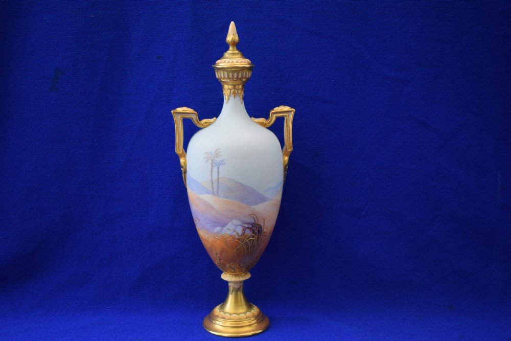 Royal Worcester vase and cover decorated storks by Albert Shuck View II