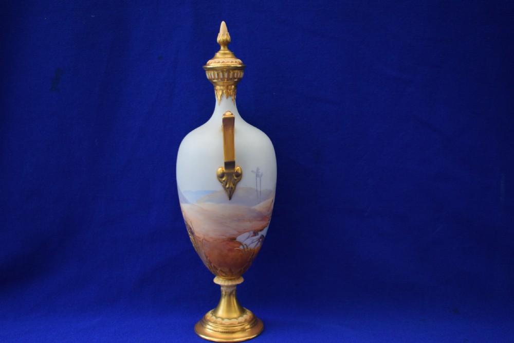 Royal Worcester vase and cover decorated storks by Albert Shuck View III