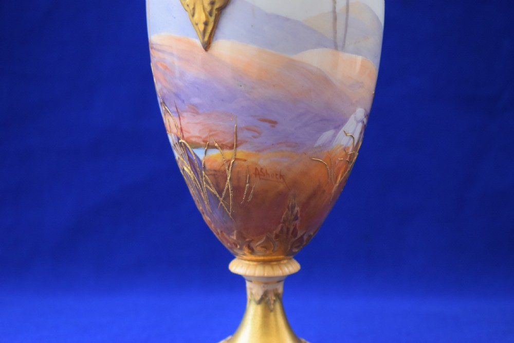 Royal Worcester vase and cover decorated storks by Albert Shuck View V