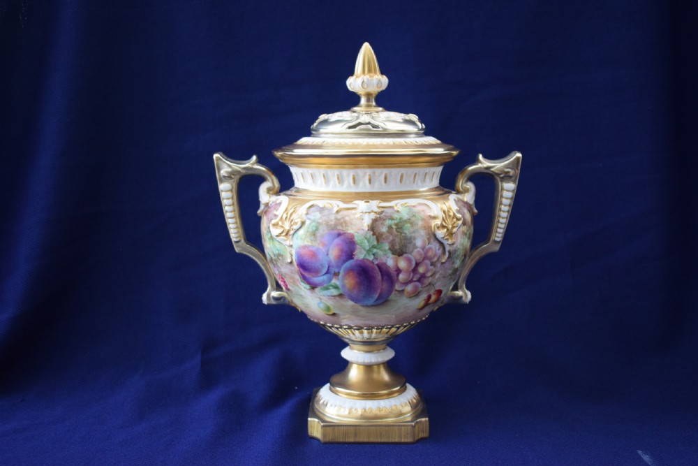Royal Worcester pot pourri vase and cover painted fruit View II
