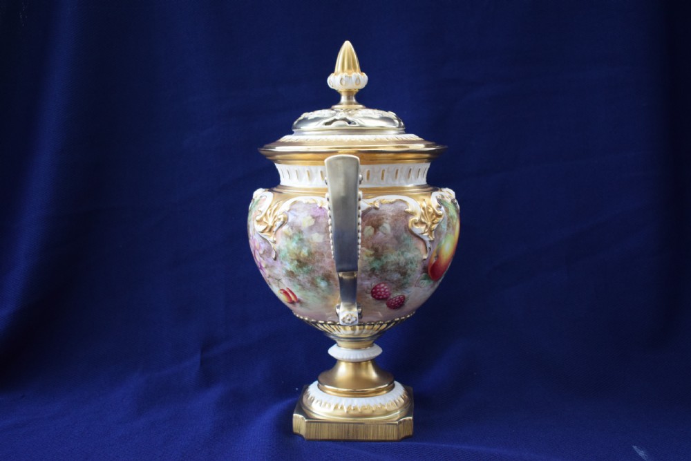 Royal Worcester pot pourri vase and cover painted fruit View III