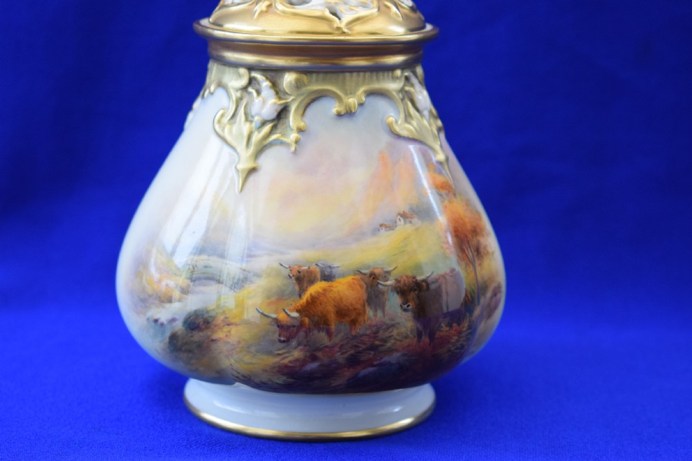 Royal Worcester artist signed Pot pourri vase by H Stinton View II