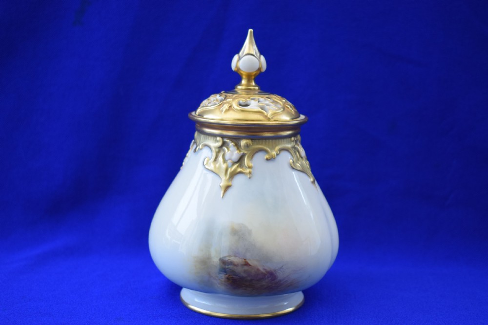 Royal Worcester artist signed Pot pourri vase by H Stinton View III