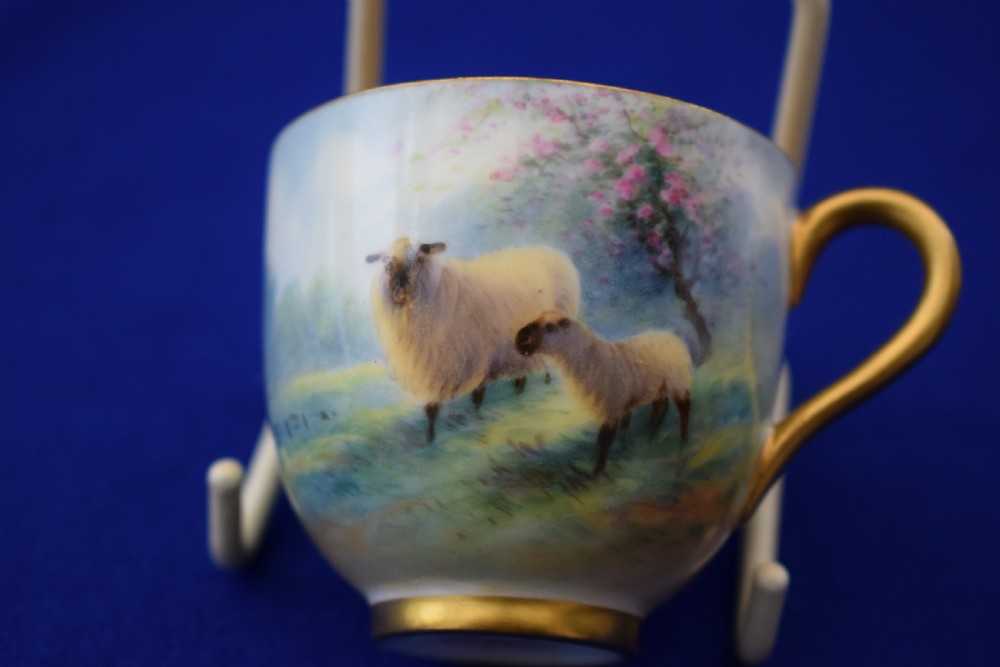 Royal Worcester demi tasse cup and saucer artist signed  View III