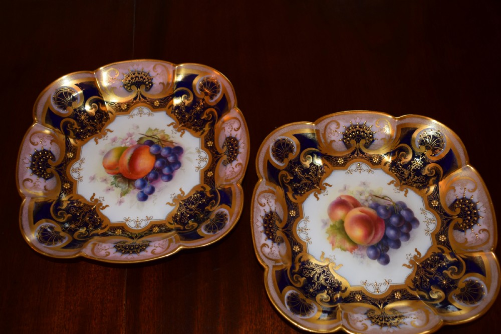 Royal Worcester artist signed 17 piece dessert service painted fruit. View III