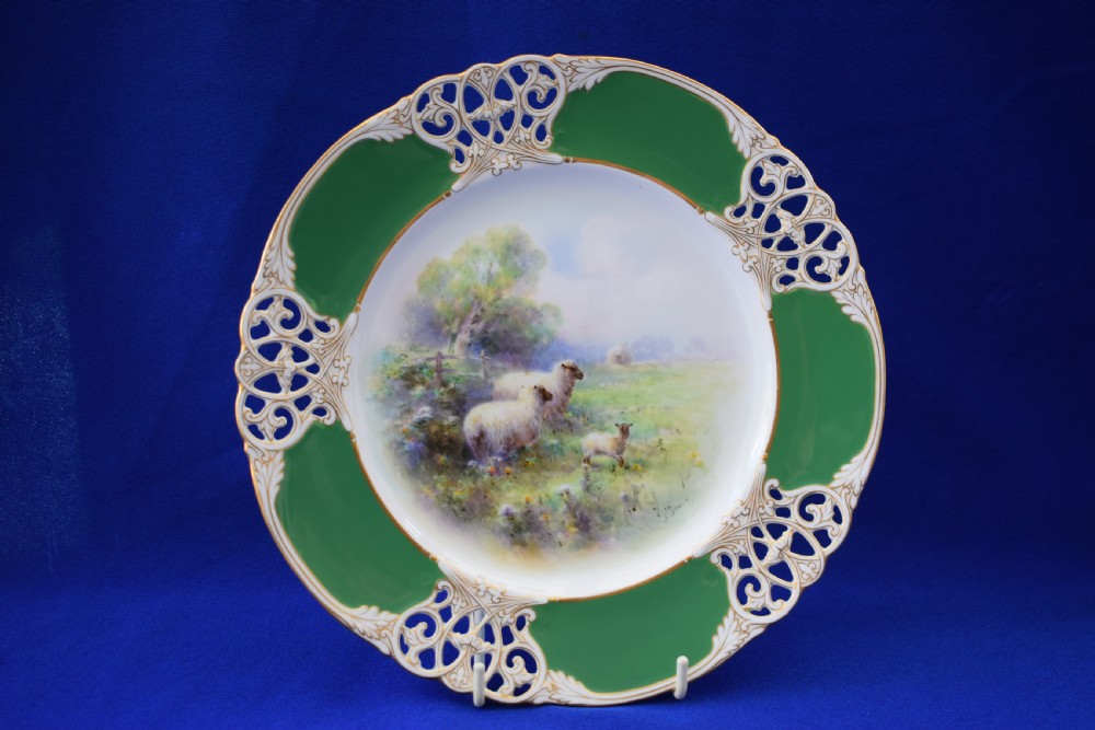 Royal Worcester cabinet plate, sheep by Harry Davis