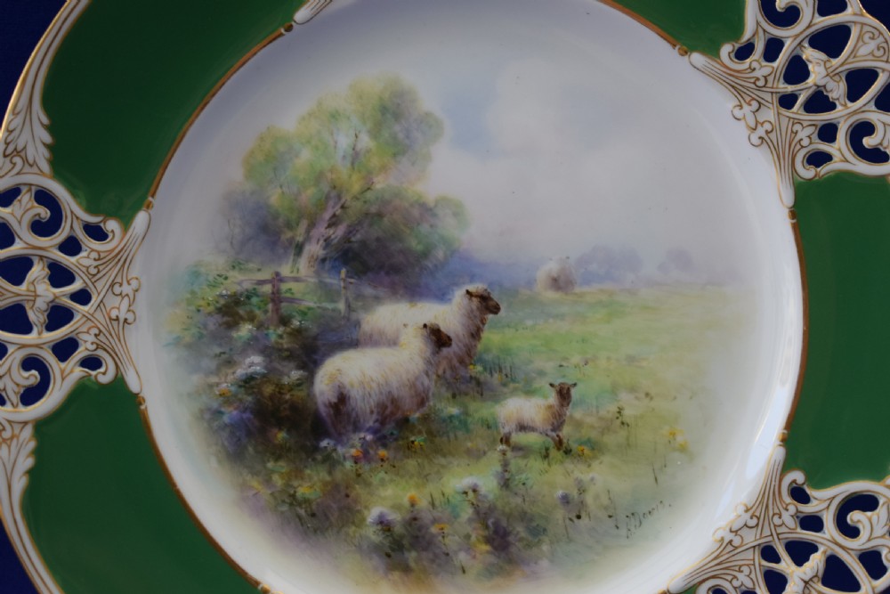 Royal Worcester cabinet plate, sheep by Harry Davis View II
