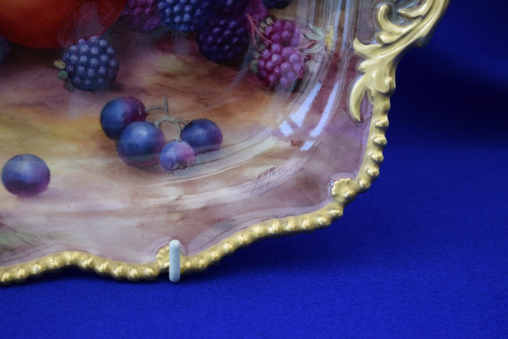 Royal Worcester painted fruit dessert dish, tudor tray, artist signed. View II