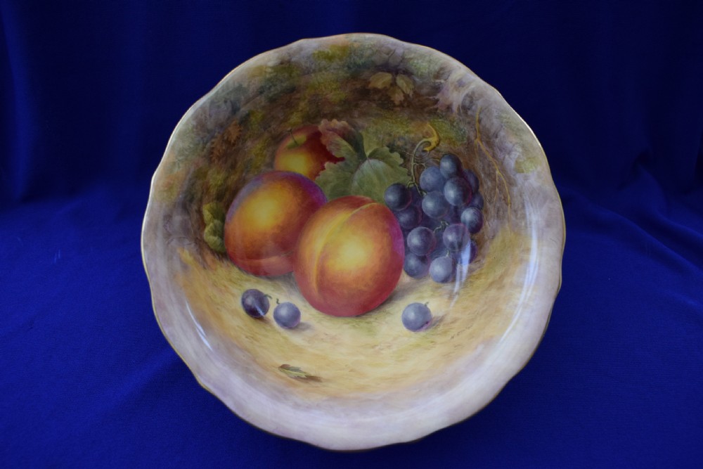 Large Royal Worcester painted fruit bowl (Bennet bowl) by Harry Ayrton View II