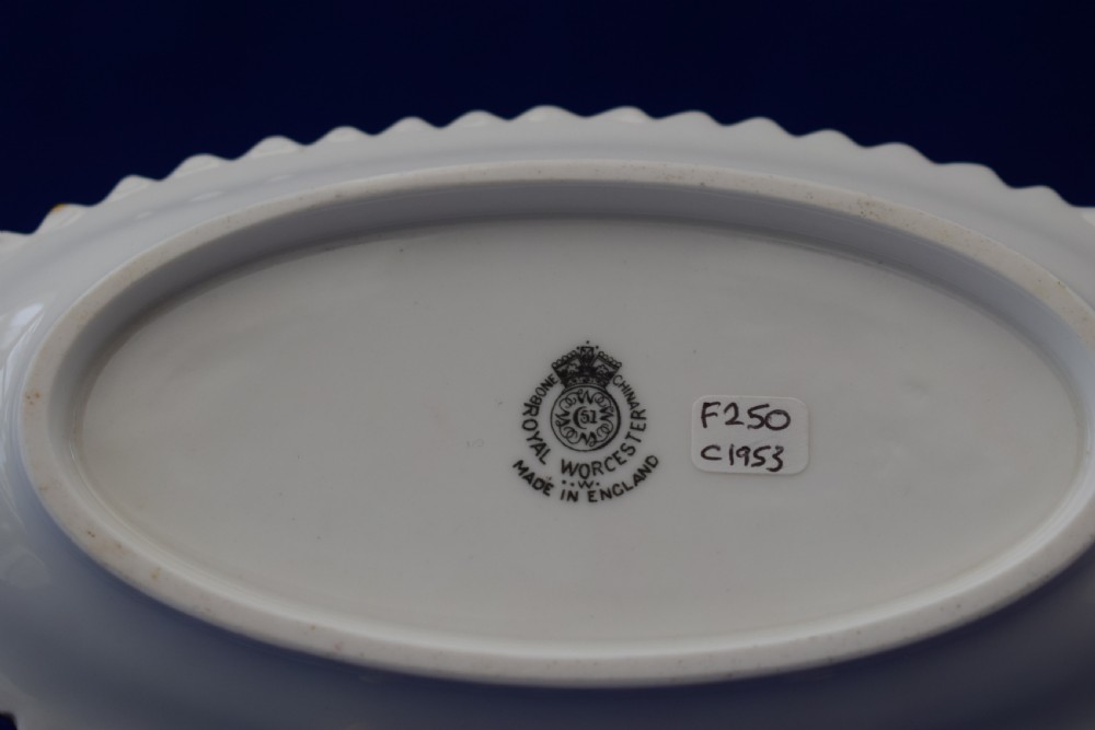 Royal Worcester painted fruit star edge bon bon dish, artist signed. View III