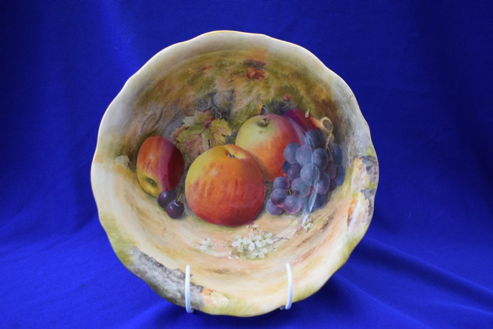 Royal Worcester painted fruit large bowl, artist signed.