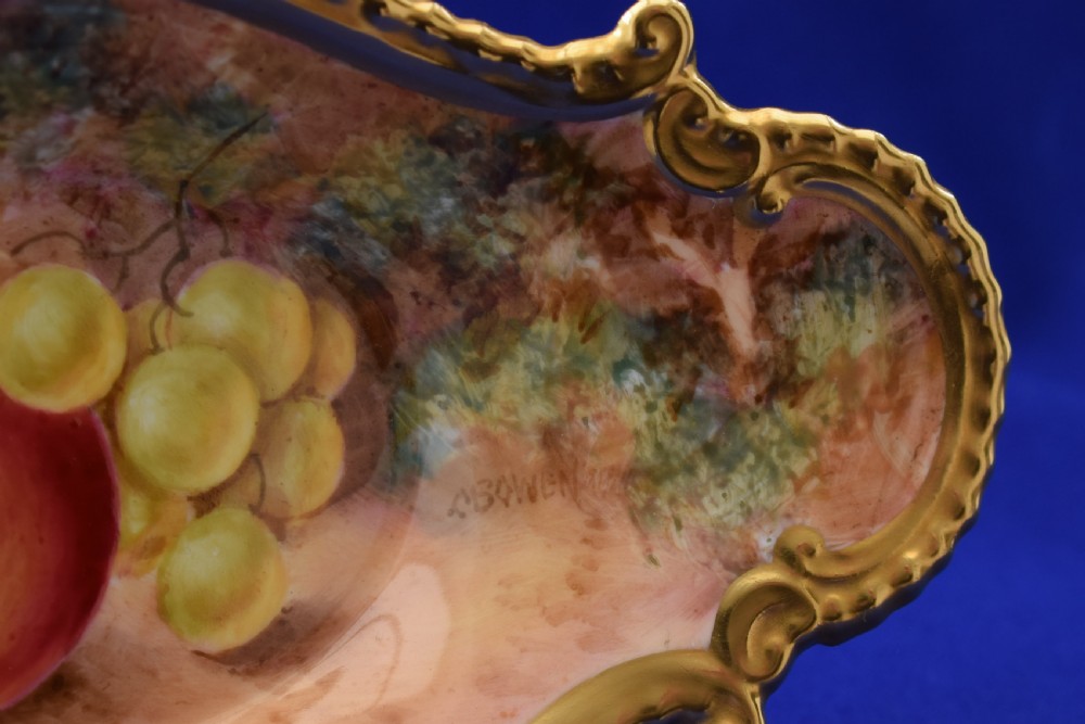 Royal Worcester painted fruit pencil tray artist signed. View III