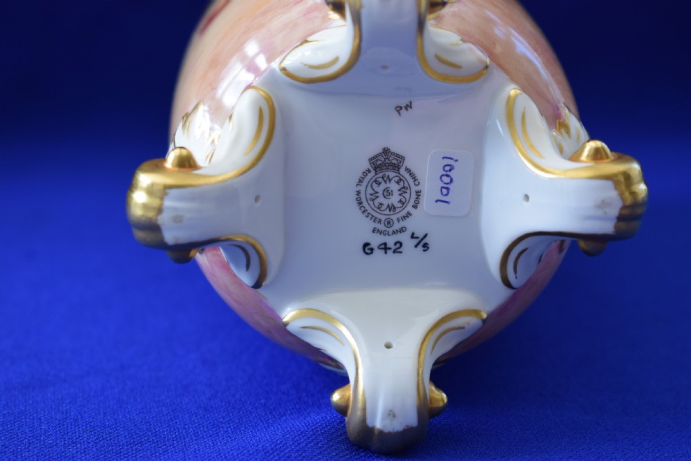 Royal Worcester painted fruit spill vase signed Freeman View IV