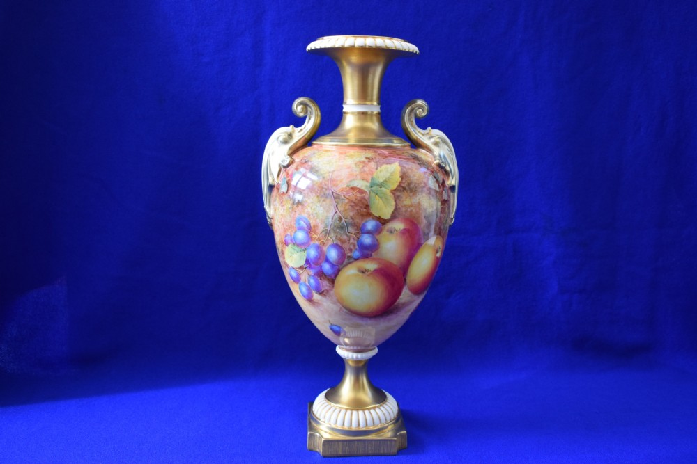 Royal Worcester large painted fruit vase by Freeman