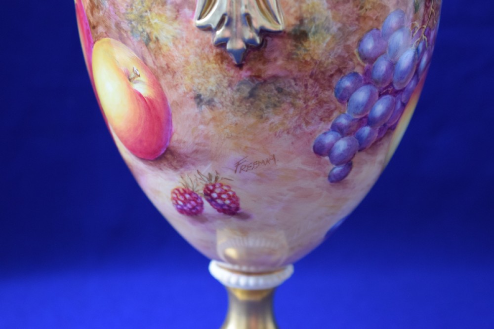 Royal Worcester large painted fruit vase by Freeman View IV