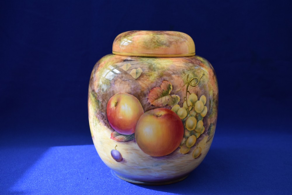 Royal Worcester painted fruit ginger jar and cover.